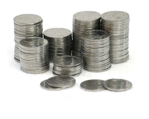 bollards coins on white background