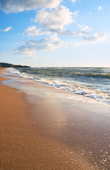 Sea surf wave break on coastline