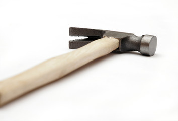 Hammer On White Background, Work Tool, Focus On Top / Head
