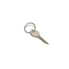 Silver key isolated on white.