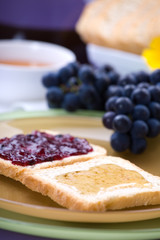 Sweet breakfast - toasts with jam and honey
