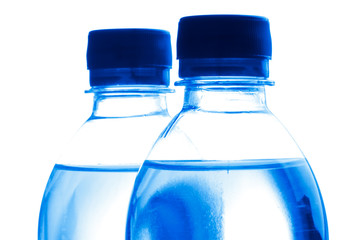 Plastic bottles - blue toning.