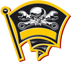 Vector motor Jolly Roger badge