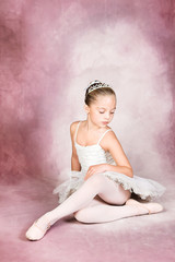 Young dancer wearing a tutu and tiara