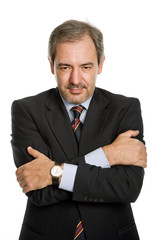 mature business man portrait in white background