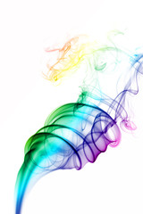 colored smoke series shot on white background