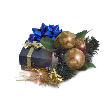 NATALE pacchetto con regalo e addobbi natalizi
