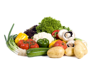 A bunch of fresh vegetables ready to make a healthy dinner.