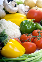 A bunch of fresh vegetables ready to make a healthy dinner.