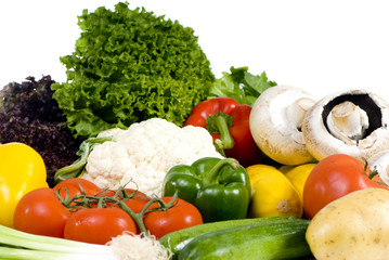 A bunch of fresh vegetables ready to make a healthy dinner.