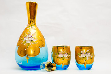 Light blue Venetian glass set