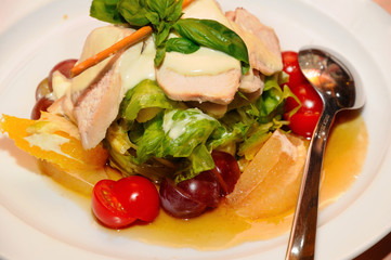 served dish with appetizer