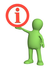 Puppet with information symbol. Object over white