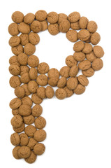 Little ginger nuts in the form of the letter P.