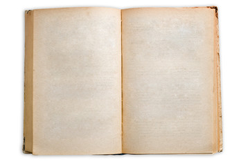 Old open book isolated on  white