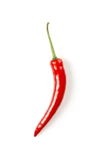 Papier Peint photo Piments forts Isolated shot of red hot chilli pepper on white background
