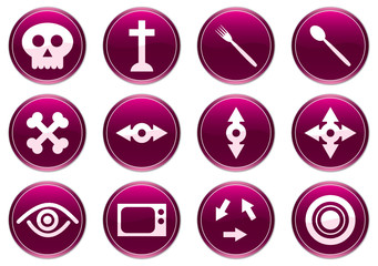 Gadget icons set. Purple - white palette. Vector illustration.