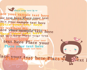 cartoon grunge background with frame for your text