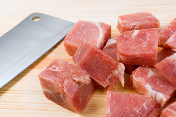 Chopping of meaton wooden board