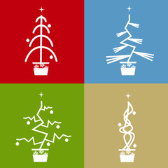 Fototapeta na wymiar Set of four abstract vector christmas trees