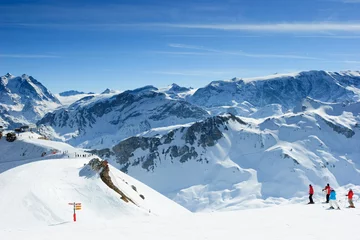 Deurstickers Ski slope in Meribel Valley, French Alps © Dmitry Naumov