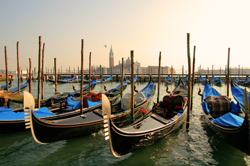 Fototapeta na wymiar Venice gondolas on Grand Canal