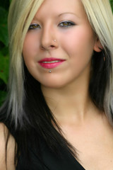 Girl with blonde and black hair