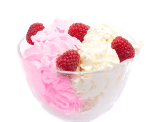 Freshness raspberry with pink and white ice-cream