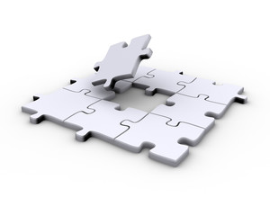 Jigsaw puzzle with a missing piece to complete