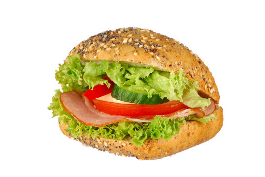 Macro of sandwich isolated on white background