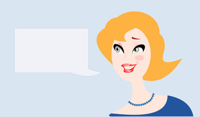 vector image of smiling woman with blank area for your text