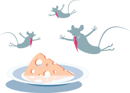 simple vector image of cheese and rats