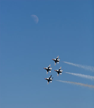 Thunderbirds with moon in background