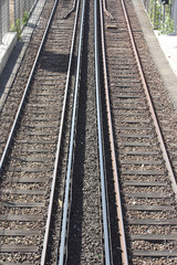 Fototapeta premium Railroad tracks leading towards your next destination