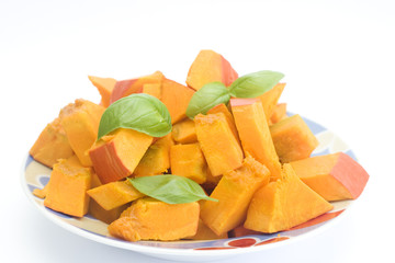 an orange pumpkin isolated on white. soup ingredient.