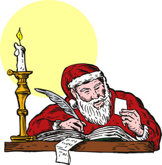 Santa Claus writing his list