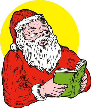 Santa Reading A Book