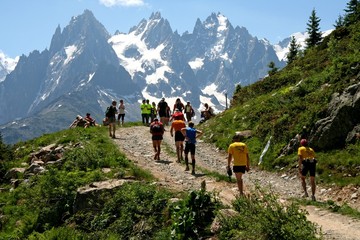 Course face au Mont-Blanc - obrazy, fototapety, plakaty
