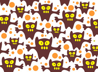 Monsters on an orange background. Halloween illustration.