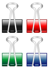 Paper clips with different colors isolated over white