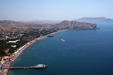 Fototapeta premium View on Quay of the resort city. Sudak. Crimea. Ukraine.