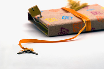 Handmade paper diary with lock and key