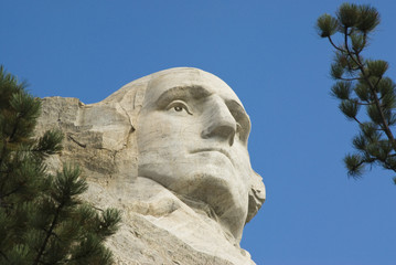 Fototapeta premium closeup view of George Washington on Mount Rushmore