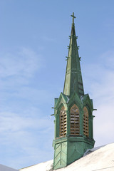 The copper plated steeple,  Prince Edward Island, Canada