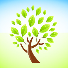 A green fresh tree vector illustration.