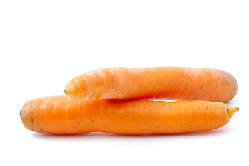 Two carrots isolated on the white background