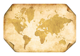 Fototapeta na wymiar Pergamino con mapa del mundo