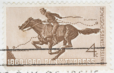 This is a Vintage 1960 canceled US stamp Pony Express