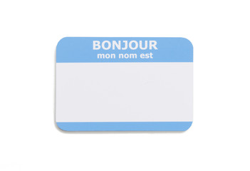 French hello name tag isolated on white background © M. Dykstra