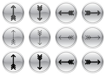 Arrows icons set. Gray - black palette. Vector illustration.